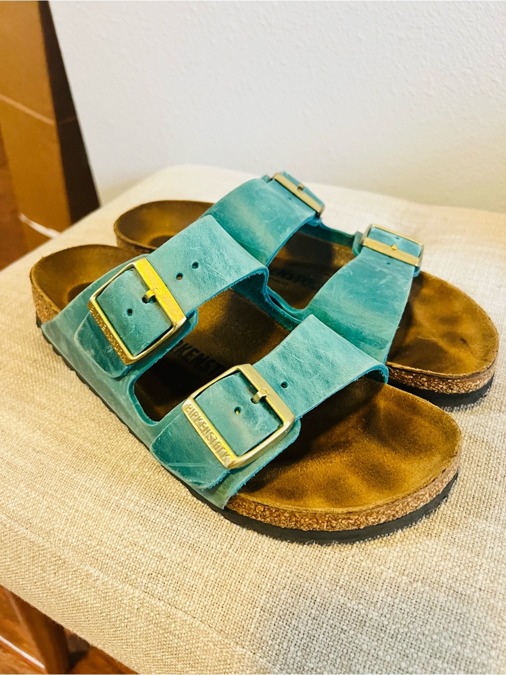 Birkenstock Arizona Biscay Bay Oiled Leather Sandals EU 37N
